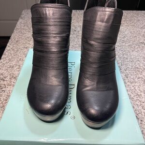 Pierre Dumas Textured Black Ankle Booties